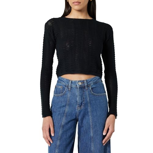 Image of The Drop Women's Makayla Crochet Drop-Shoulder Cropped Pullover