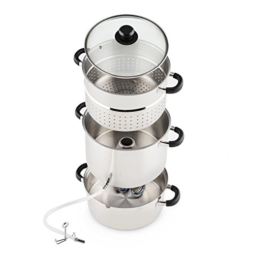 KLARSTEIN Applebee – Elektrischer Dampfentsafter, Edelstahl Fruchtentsafter, 1500 W Starkes Heizelement, integriertes 1500 W, 8 L Volumen, Ø 25 cm, Cool-Touch-Griffe, inkl. Zubehör, Silber - 4
