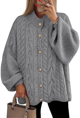 ZESICA Women's Fall 2026 Cardigan Sweaters Long Sleeve Button Down Oversized Soft Knit Winter Coats Trendy Outerwear