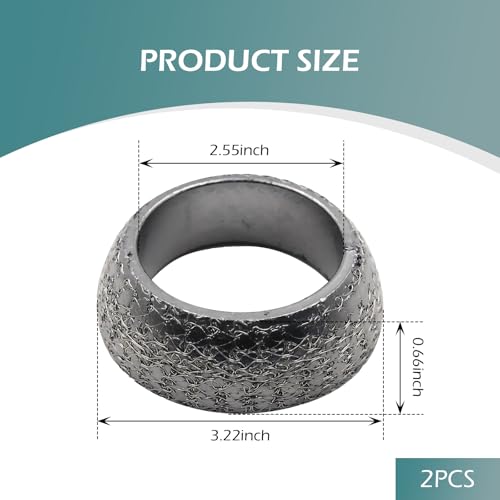 Image of 2 PCS Exhaust Pipe Gasket, ID 65 mm Muffler Exhaust Manifold Flange Ring Gasket, High Temperature Resistant Anti-leakage Modified Conical Sealing Gasket, for Most Cars (Silver)