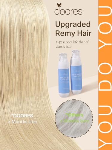 Image of DOORES Sew In Hair Extensions Real Human Hair, Light Blonde Highlighted Golden Blonde 18 Inch 100g, Hand Made Sew In Weft Extensions