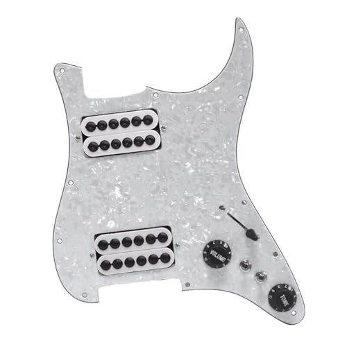 MAXCHEER 11-Hole Prewired HH Guitar Pickguard Pearl