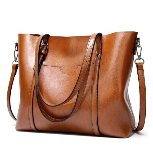 Pahajim Womens PU Leather Purses and Handbags Top Handle Satchel Bags Tote Bags Tote Purses for Women (brown)
