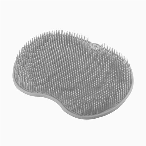 Silicone Foot Scrubber for Shower - Wall Mounted Back Washer Exfoliating Bath Wash Pad - Non-Slip Suction Cups, Deep Exfoliating Foot Cleaner for Bath, Seniors, Men and Women, Gray
