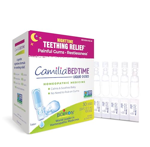 boiron camilia bedtime liquid doses for nighttime teething relief painful gums restlessness and irritability - 30 count