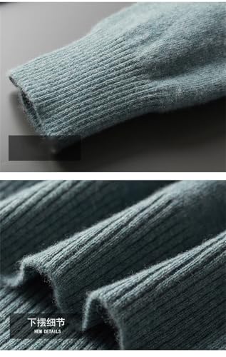 Men's Merino Wool High-Necked Cashmere Pullover Loose Solid Color Top2