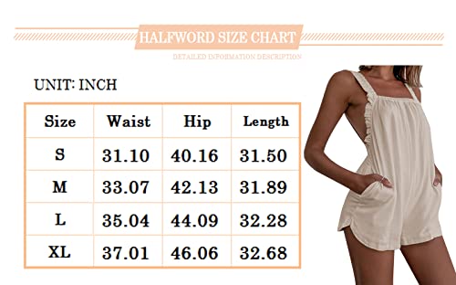 Halfword Womens Romper Backless Summer Casual Overall Short Jumpsuit Elastic Straps Sleeveless Cami Rompers Apricot M #TOP6