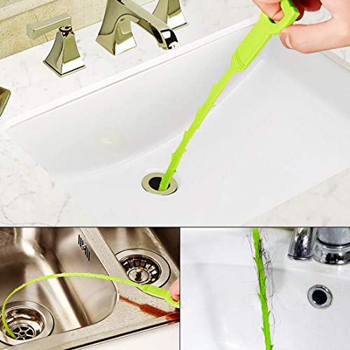Omont Drain Clog Remover Tool, 6 Pack Drain Hair Clog Remover Tool, Sink Drain Clog Remover, 24 Inch Drain Cleaner Tool for Sink, Tube Drain Cleaning (Green)… - Thumbnail 2