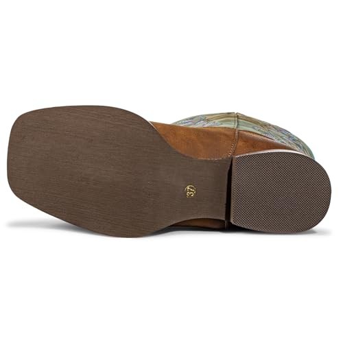 Image of SheSole Extra Wide Calf Cowboy Boots for Women - Square Toe & Classic Stitching with Earth Tones, Removable Cushion Insoles | Roomy Comfort for Full-Figured Calves