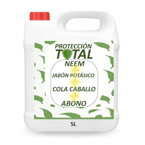 PLANTAWA Protección Total 5L | Jabón Potásico | Aceite de Neem | Cola de Caballo | Abono | Prevención y curación de enfermedades fúngicas e insectos dañinos en plantas