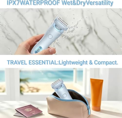 Image of Livora Electric Shaver for Women, SilkGlide Cordless Razor for Legs Underarms Bikini, Painless Hypoallergenic Lady Trimmer, IPX7 Waterproof Wet Dry Use, USB Rechargeable (Blue)
