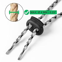 Kordel Stopper, 2-Loch, 10 Stück, Schwarz, für bis Ø 4 mm Kordeln, Band Klemme Jacke, Bekleidung, Rucksack, Gummikordel Stopper, Schnellverschluss Schnürsenkel, Schnur Rutsche, Tanka Kordelstopper – Ansicht 5