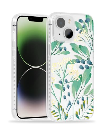 Coque iPhone 13 transparente motif floral avec écran verre et caméra