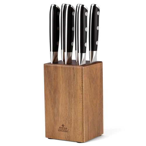 ENOKING 6 Slots Steak Knife Block Without Knives Small Wood Knife Holder
