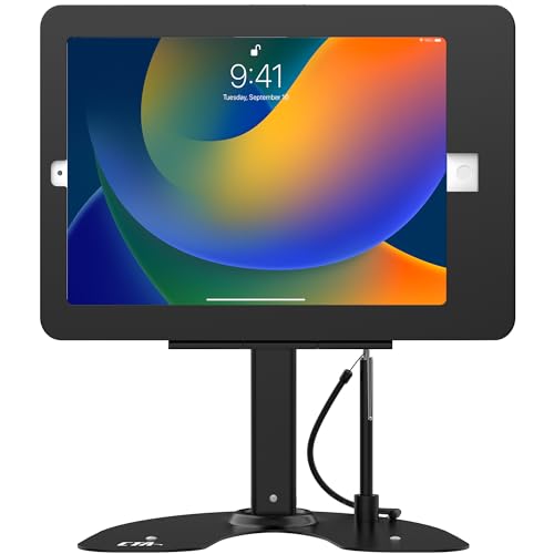 Image of CTA Digital Dual Kiosk Stand - CTA Dual Security Kiosk Stand with Locking Case, Cable, and 360-Degree Rotating Base - Compatible with iPad 7th / 8th / 9th Gen 10.2-inch, iPad Air 4, (PAD-ASKB10) - Black
