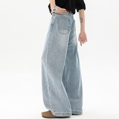 Men's Hip Hop Baggy Jeans Casual Wide Leg Streetwear Jeans Y2K Vintage Skateboard Loose Fit Denim Jeans2