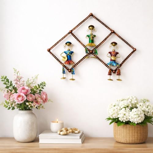 Image of Framing Hub - Handcrafted Metal Wall Art Musician Frame for Home Decor | Traditional Tribal Musical Wall Hanging for Living Room, Office & Hall