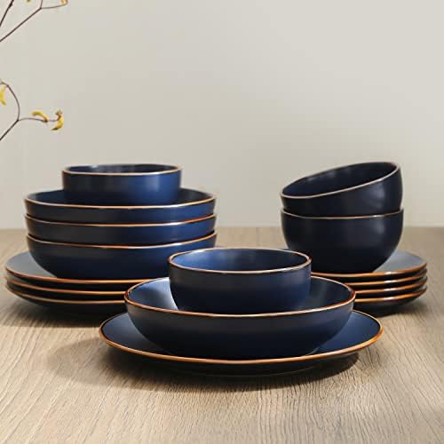 Stone Lain Brasa 16-Piece Dinnerware Set Stoneware, Blue