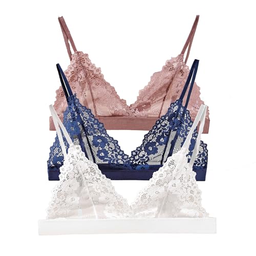 Womens Bra No Underwire Lace Unlined Demi Triangle Bralettes