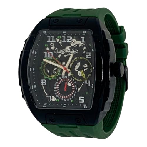 Montre Homme Tonneau Noir ED HARDY 50782B-42-G22 Bracelet Vert