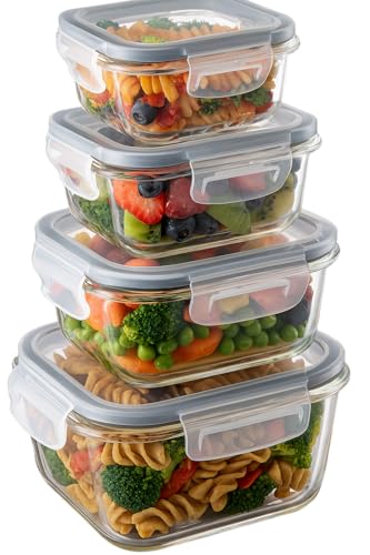 Opiniones y reviews de Refractario de vidrio los 10 mejores. 43 Vittori, Set de Contenedores de Vidrio Borosilicato Herméticos 4 piezas