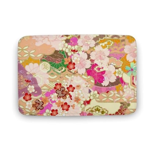 玄関マット室内 桜 花柄 お花 和風 泥落としマット 滑り止め 50x80cm 大判 カーペット 耐摩耗性 吸水 ドアマット バスマット ふわふわ 柔らか 洗える 抗菌防臭 足拭きマット 廊下 洗面所 掃除 ラグマット オールシーズン適用 水洗い お手入れ
