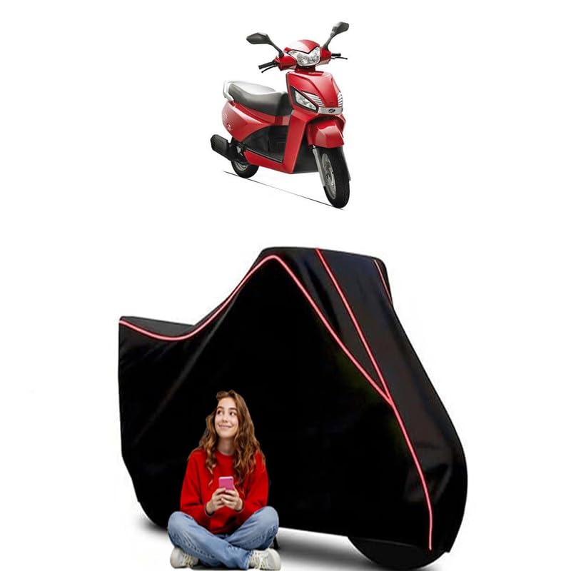Image of Electric Scooter Scooty Bike Cover Water Resistant Outdoor Use Universal Fit Scooters Motorcycles Heavy Duty UV Protection Dust Rain Scratch Resistant Elastic Bottom Black Blue Piping