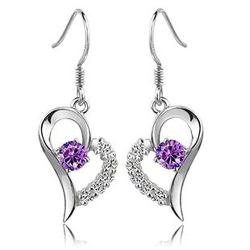 Preisvergleich Produktbild Lily Jewellery Kettenanhänger Herz mit lila Kristallsteinen, 925 Silber