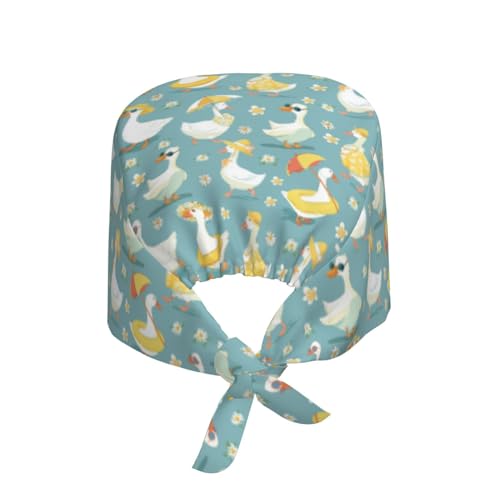 Image of Working Cap Scrub Cap with Sweatband Adjustable Unisex Tie Back Hat for Cleaning Farm Nursing