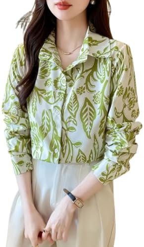 Leriya Fashion Shirt for Women S-3XL | Abstract Printed Crepe Full Sleeve Shirt Collared Silhouette | Office Wear Tops for Women, Western Shirt for Women & Stylish Tops for Women Smart-Casual Styling