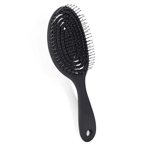 Poraceous Cepillo Pelo Antitirones, Cepillo Pelo Antirotura, Cepillo Pelo Rizado, Peine Antitirones para el Cabello Profesional Curvo Ventilado, Reducir el Encrespamiento y la Rotura (Negro)