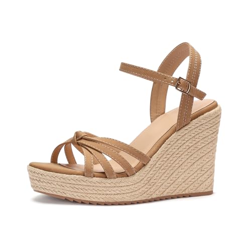 Image of VICKI.VICKI Wedges for Women Platform Sandals Wedge Heels for Sandals Comfortable Summer Espadrille Shoes Ankle Strap&Open Toe