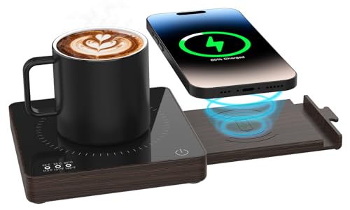 Coffee Mug Warmer with 15W Wireless Phone Charger & 3A USB Charging Port, 3 Temp Settings & 8H Auto...