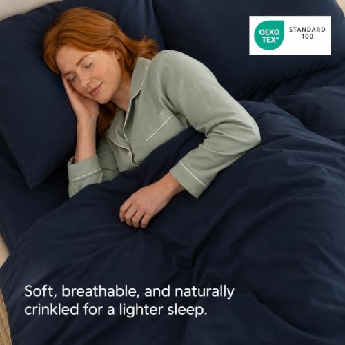 Image of Navy Blue Duvet Cover Only Ultra Soft & Breathable Comforter Cover Queen