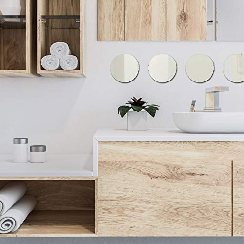 Lot De 4 Miroirs Autocollants Pour Carrelage De 30 Cm Miroir Rond En Acrylique - Autocollant
