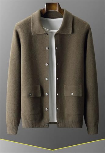 Men's 100 Percent Wool Knitted Cardigan Sweater Long Sleeve Single Breasted Solid Color Cardigans2
