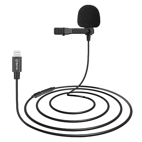 BOYA Microfone condensador de lapela Lavalier para iPhone 7/8/X/11/12 omnidirecional, mini microfone