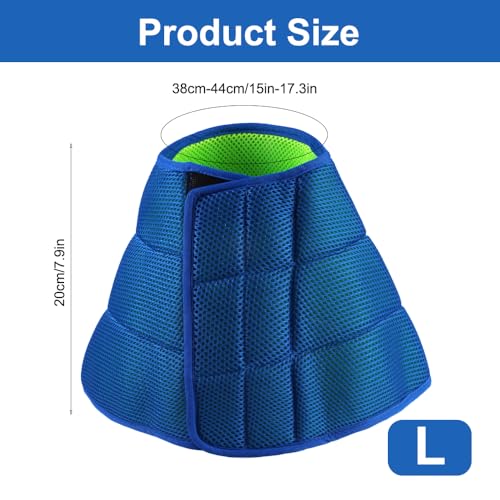Halskrause Hund, Hundekragen Leckschutz, Atmungsaktive Halskragen Hund, Einstellbarer Halskrausen für Hunde, Trichter Hunde, Hundehalskrause FüR Vorbeugung Von Biss-Und Leckwunden, Size L, Blau
