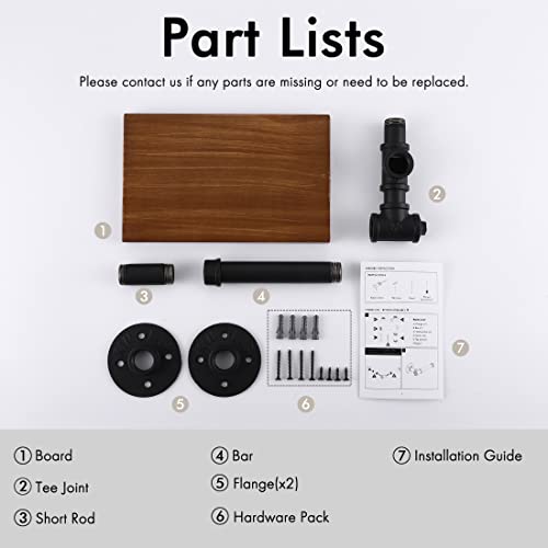 Kes Toilet Paper Holder With Shelf For Bathroom, Rustic Toilet Paper Roll Holder With Wooden Shelf And Industrial Iron Pipe, Wall Mounted Black, Bph502-Bk #TOP7