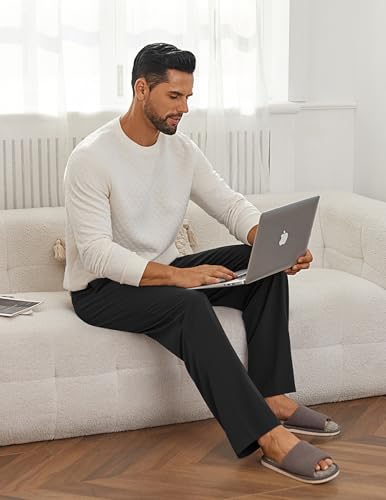 Ekouaer Mens Pajama Pants Lounge Pants with Pockets Soft Sleep Pants Loose Fit Pj Bottoms with Drawstring S-XXL2