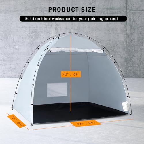 Image of Portable Paint Booth Tent, Siebwin Large 8(L) x6(W) x6(H) ft Spray Paint Tent with Built-in Floor & Mesh Screen & Windproof Hooks for Furniture DIY Hobby Tool Spray Paint Shelter, Gray