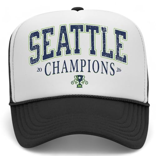 Seattle 2026 Champions Collegiate Foam Mesh Back Hat (US Alpha One Size Black/White)