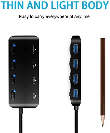 shoplease USB 3.0 Hub Ultra-thin USB splitter,4 port usb extension with Individual On/Off Switche,Portable Expansion Data Hub