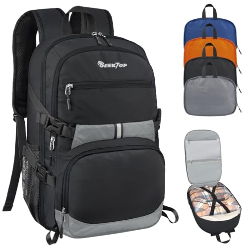 Seektop-Lightweight-Travel-Backpack-for-Men-Women-Multiple-Pockets-40L-Hiking-Backpack-Foldable-Carry-on-Backpack-for-Outdoor-Camping-Sport-Leisure-Black Seektop Lightweight Travel Backpack for Men Women, Multiple Pockets 40L Hiking Backpack Foldable Carry on Backpack for Outdoor Camping Sport Leisure (Black) - Image 1