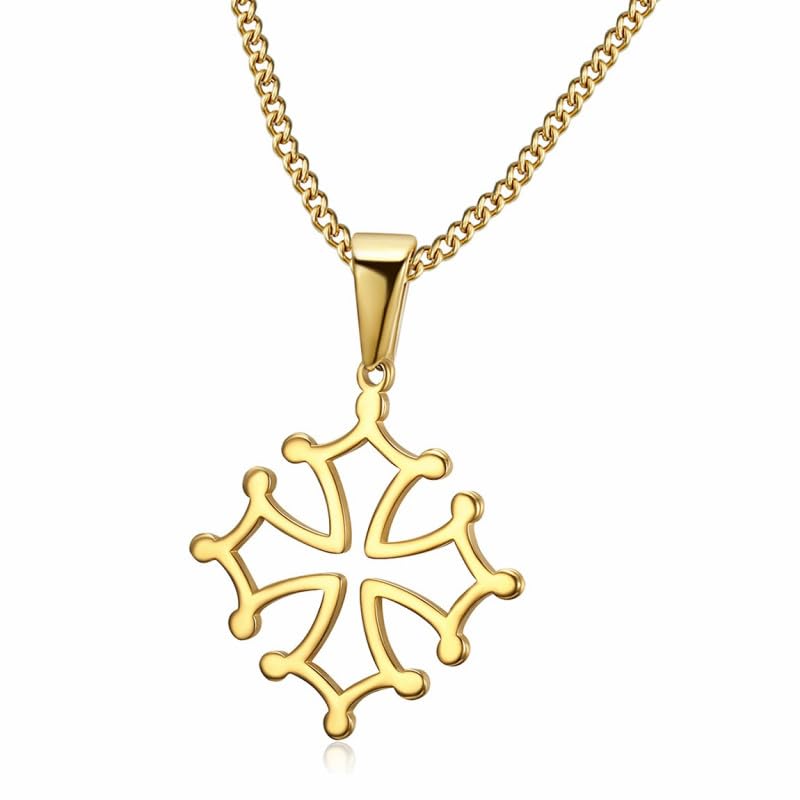 BOBIJOO Jewelry - Pendentif Croix d'Occitanie 20mm Languedoc Acier Collier Or