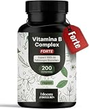 Vitamina B Complex – 200 Compresse – Complesso Vitamine Gruppo B (B1, B2, B3, B5, B6, B7, B9, B12) con Colina & Inositolo – Vegano – Prodotto in Germania