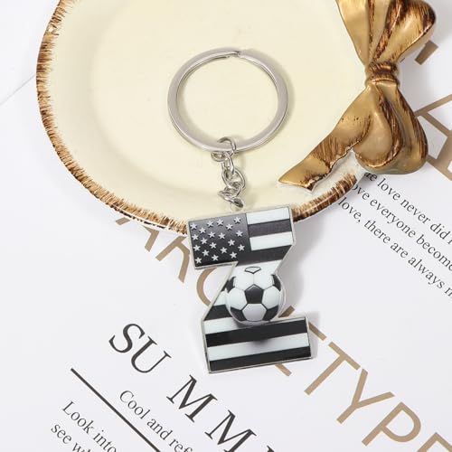 Bag Charms Initial A-Z Letter Keychain Bag Charm Soccer Keychain for Handbags Sports Bag