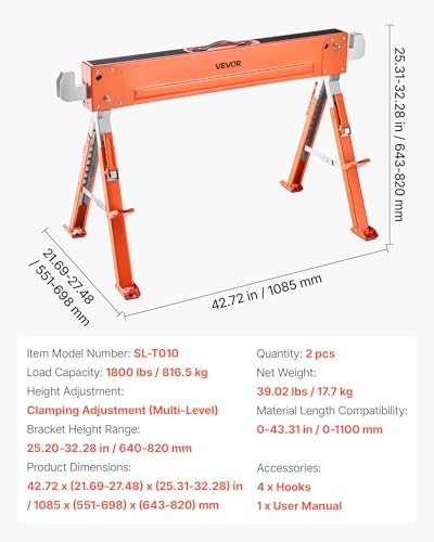 VEVOR Folding Saw Horses 2-Pack