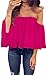 Women's Summer Off Shoulder Blouses Short Sleeves Sexy Tops Chiffon Ruffles Casual T Shirt (XL,Rose Red)