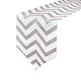 Uphome 1pc Classical Chevron Zig Zag Pattern Table Runner - Cotton Canvas Fabric Table Top Decoration, Grey and White